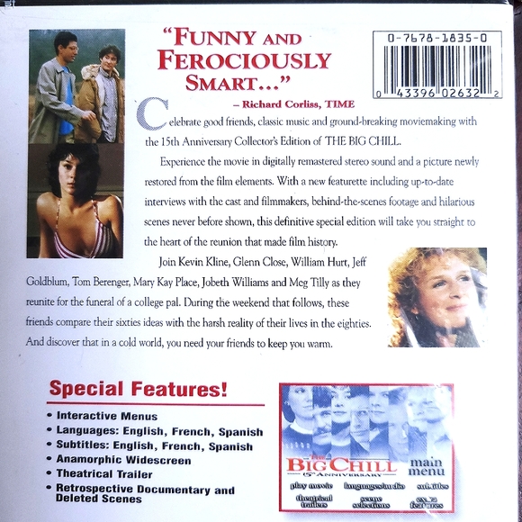 Vtg NWT The Big Chill 15th Anniversary Collector's Edition DVD 1998 Still Sealed - Picture 3 of 5